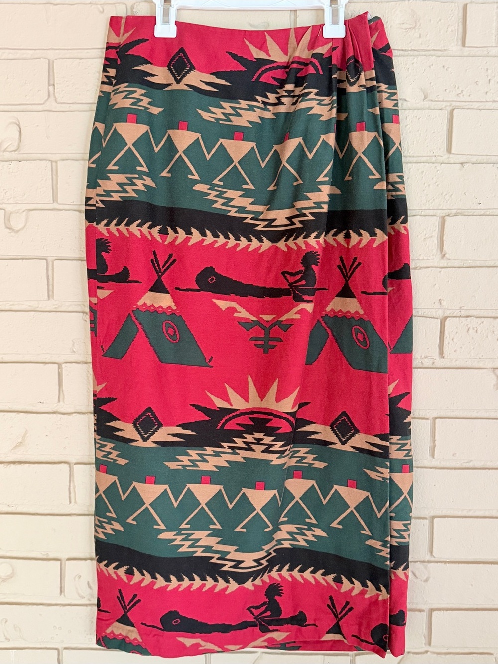 Vintage Cambridge Country Store Wrap Maxi Skirt Tribal Western Boho Aztec Size 8